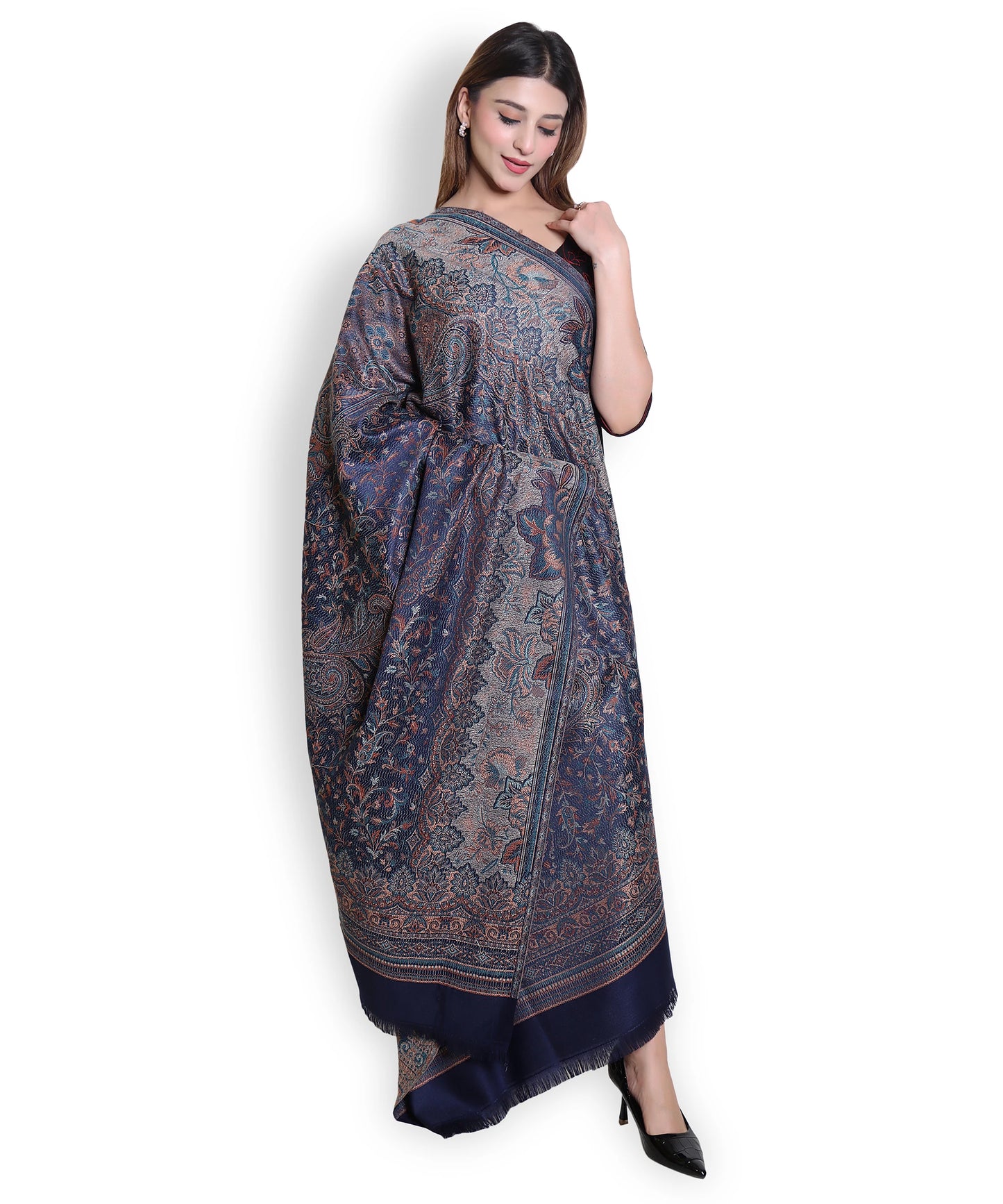 Kanidar - Women's Super Fine , Jacquard Faux Pashmina  (Size: 100*200 cm)