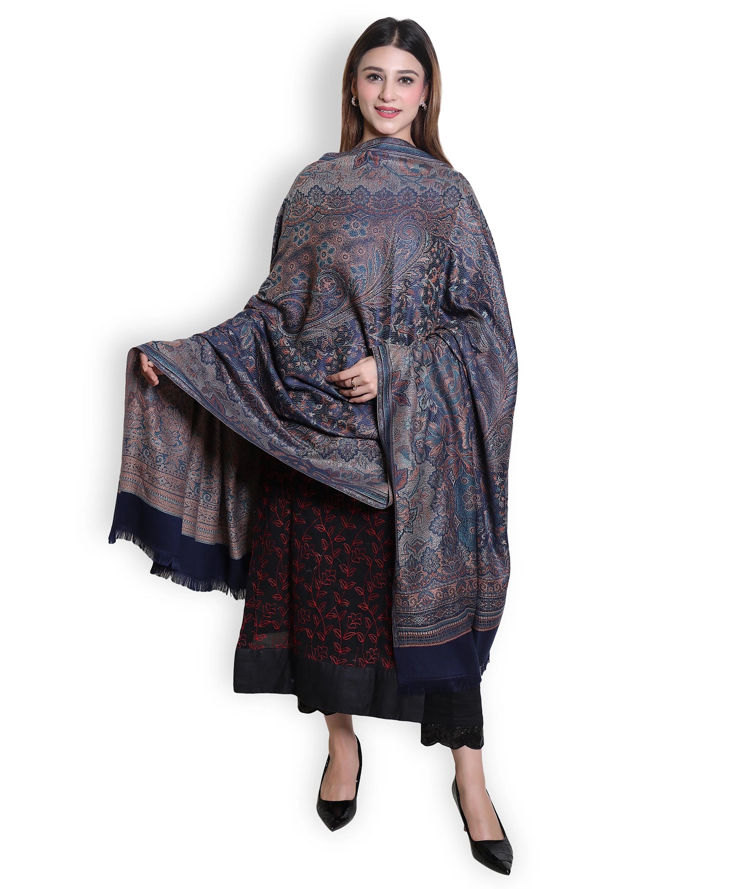 Kanidar - Women's Super Fine , Jacquard Faux Pashmina  (Size: 100*200 cm)