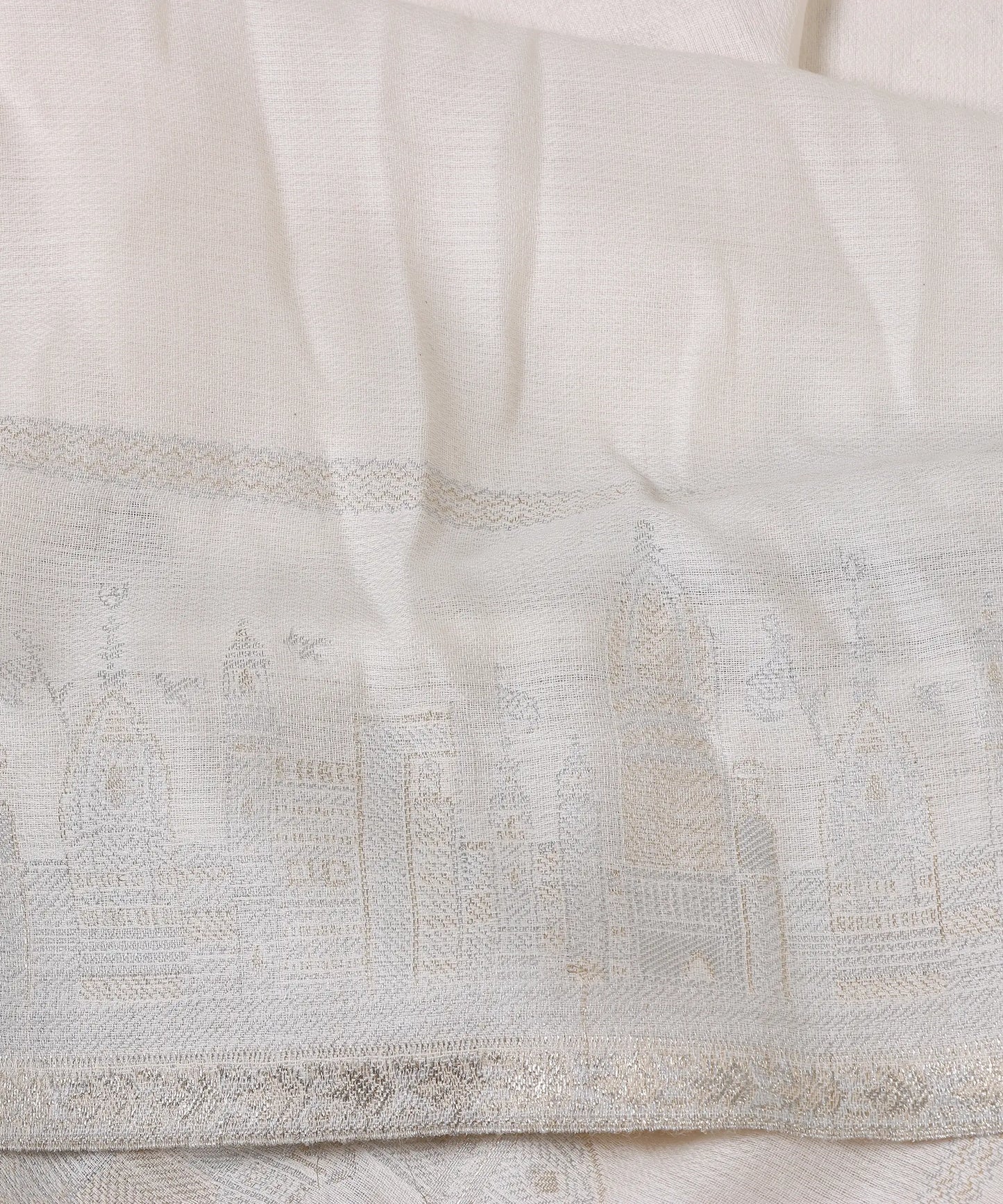 Kanidar - Women's Silver Gold Wool, Zari Blend Taj Dour |Truly Elegant   (Size: 100*200 cm)