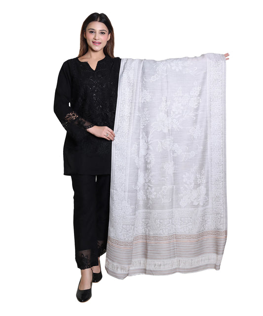 Kanidar - Women's Fine Wool Blend, Tonal Self jall  (Size: 100*200 cm)