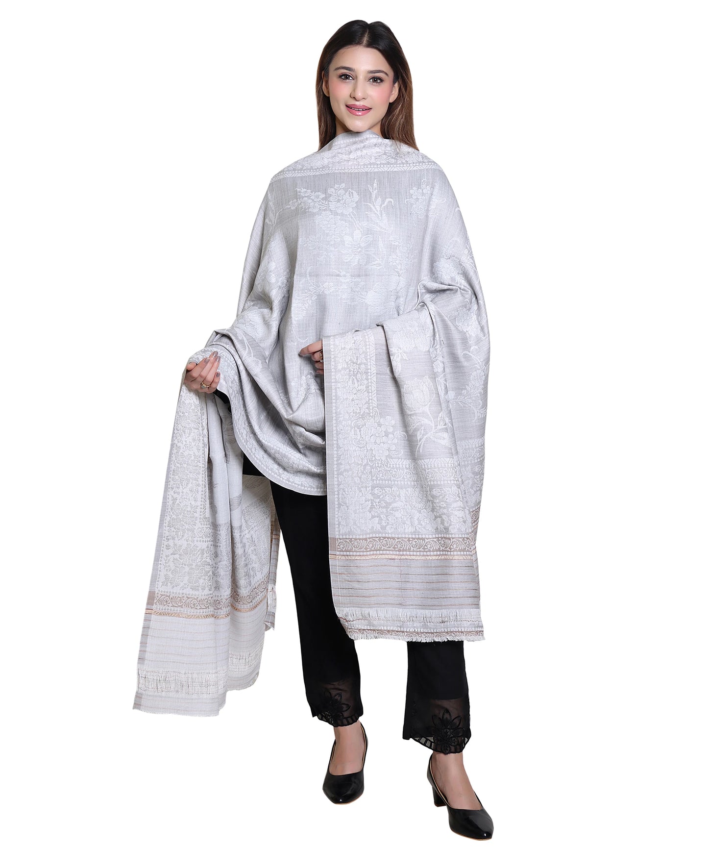 Kanidar - Women's Fine Wool Blend, Tonal Self jall  (Size: 100*200 cm)