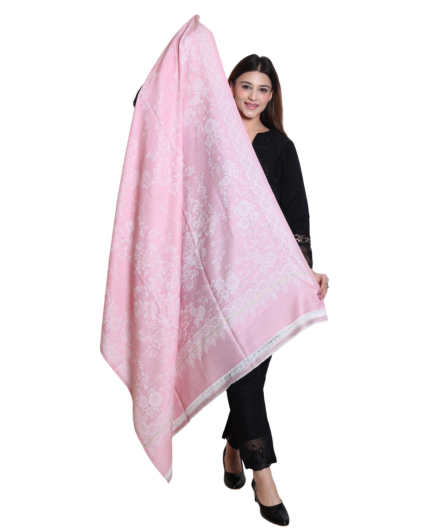 Kanidar - Women's Fine Wool Blend , Tonal Zari Self  (Size: 100*200 cm)