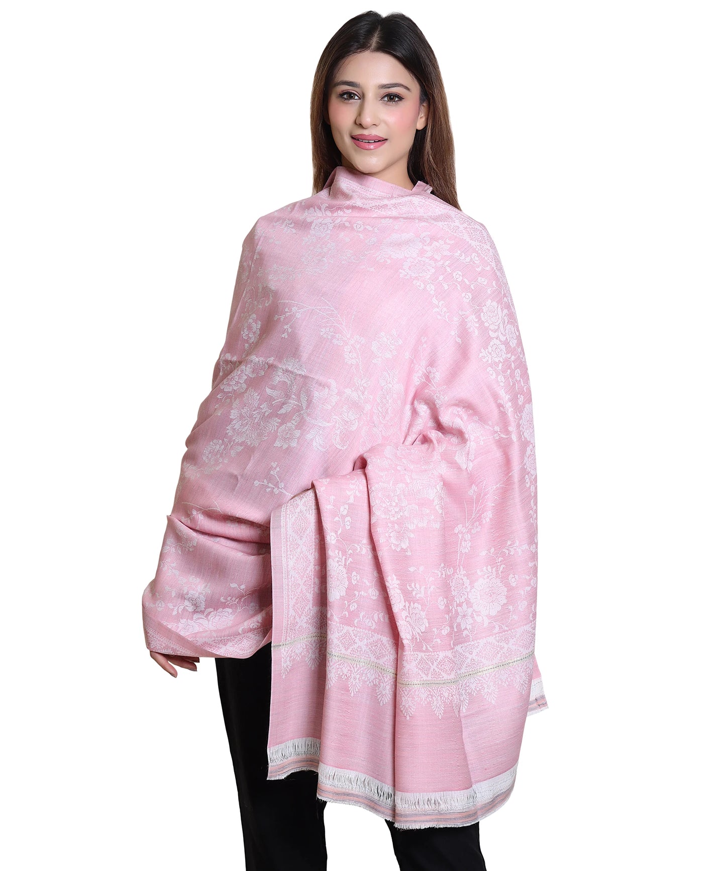 Kanidar - Women's Fine Wool Blend , Tonal Zari Self  (Size: 100*200 cm)