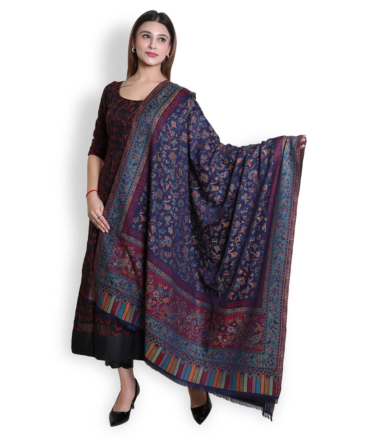 Kanidar - Women's Kasmiri Weave, Floral Kani Palla Jall  (Size: 100*200 cm)